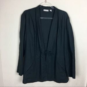 NORDSTROM | Black Linen Jacket Blazer Front Tie